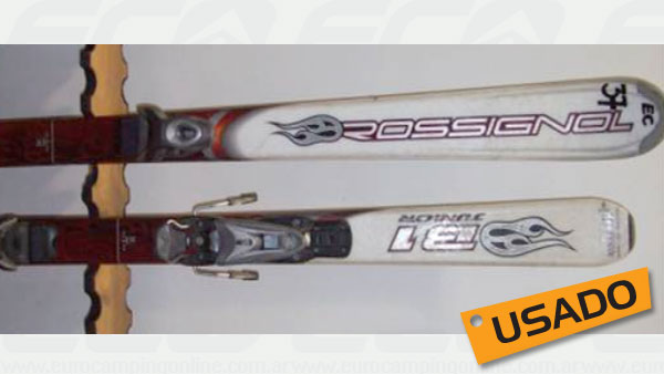 Eurocamping > ROSSIGNOL BANDIT JR + AXM JR - Un ski junior avanzado para los pequeños que andan bien. MEDIDAS: 110 CM Fijación: AXM JUNIOR. Rango DIN: 2.5-7 CODIGO