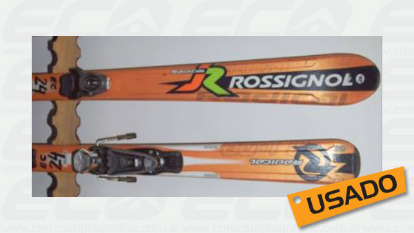 Eurocamping > ROSSIGNOL RADICAL JR + AXM JR - El ski junior de competición para los pequeños que andan rápido. MEDIDAS: 100 + 110 + 120 + 130 + 140 CM Fijación: AXM